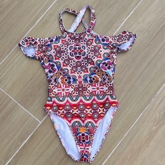 Kenneth Cole Casablanca Off The Shoulder High Neck One Piece Swimsuit Small - Picture 2 of 12